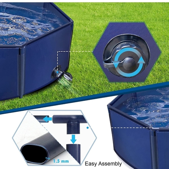 Foldable Pet Dog Pool, Small 30×100 Portable Pet Dog Bath Tub, - Picture 2 of 7